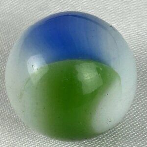 Vintage Vitro Agate Blue Green Marble .62 Inches 2 Color Patch Swirl Corkscrew